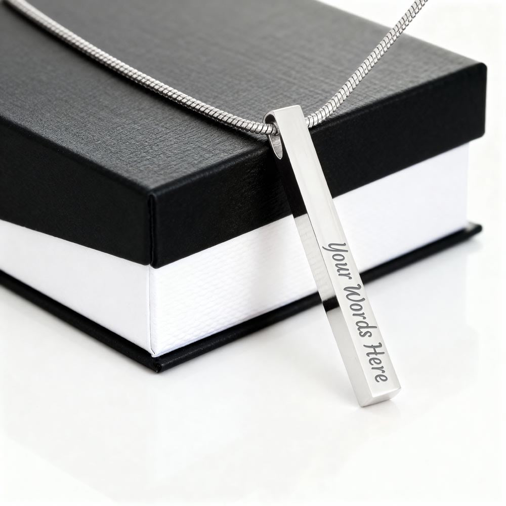 Personalized 4-Sided Engraved Bar Necklace – Custom Keepsake Gift