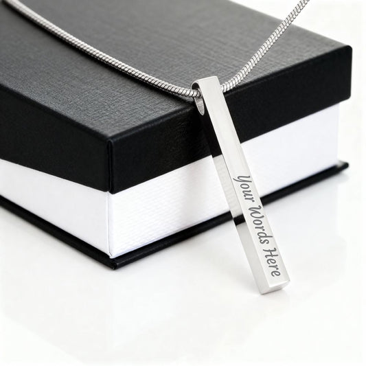 Personalized 4-Sided Engraved Bar Necklace – Custom Keepsake Gift