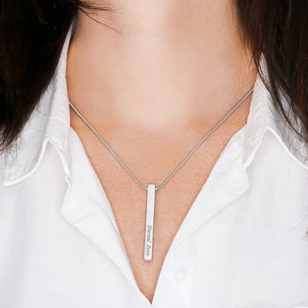 Personalized 4-Sided Engraved Bar Necklace – Custom Keepsake Gift