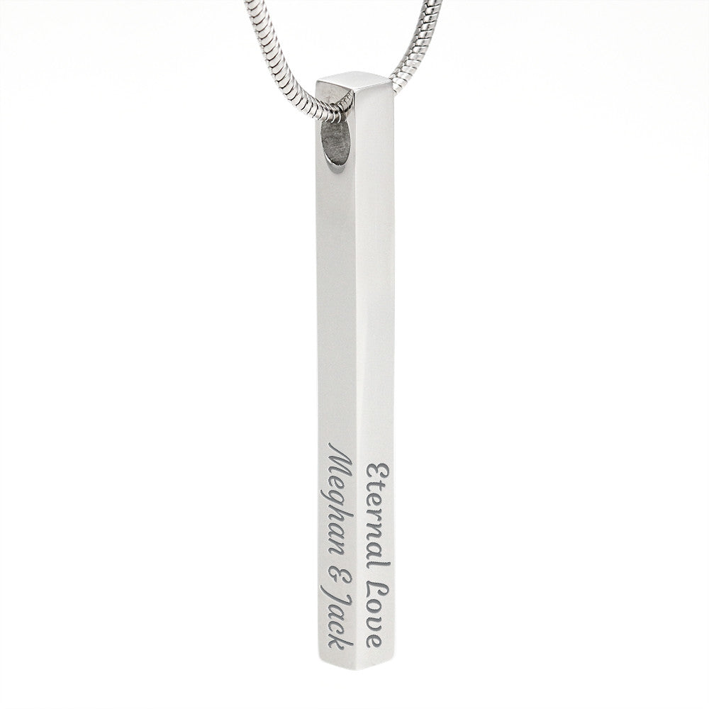 Personalized 4-Sided Engraved Bar Necklace – Custom Keepsake Gift