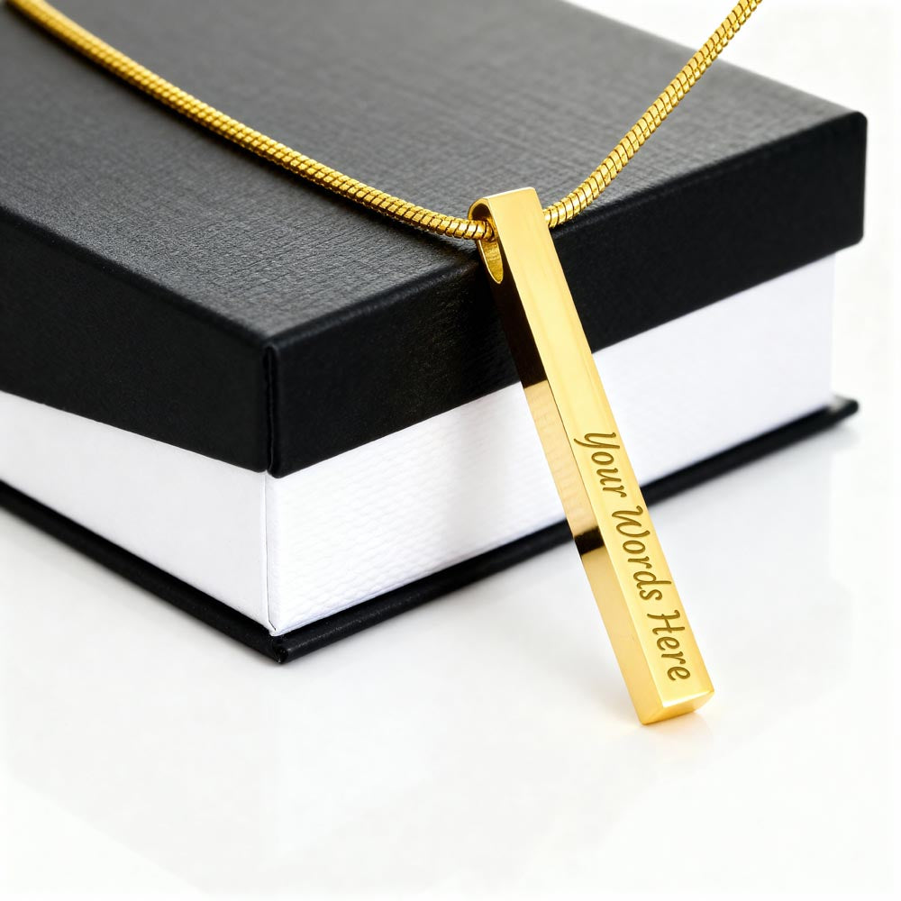 Personalized 4-Sided Engraved Bar Necklace – Custom Keepsake Gift