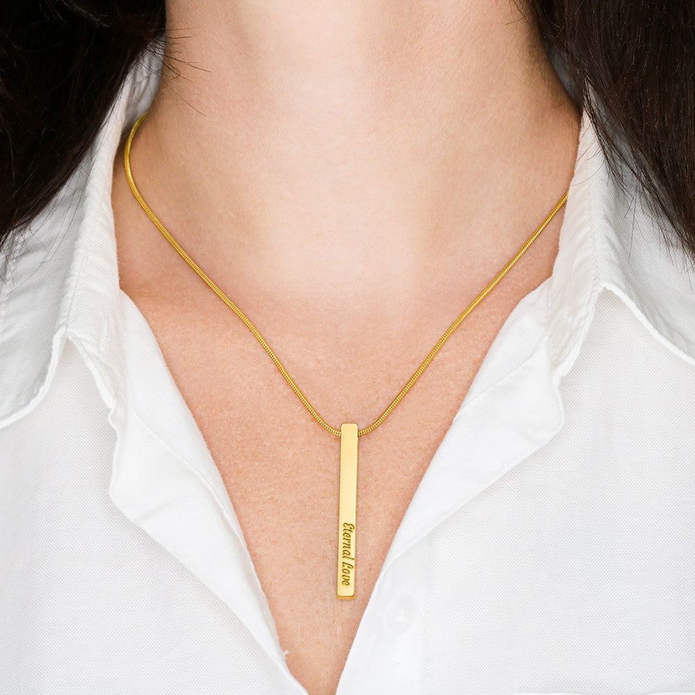Personalized 4-Sided Engraved Bar Necklace – Custom Keepsake Gift