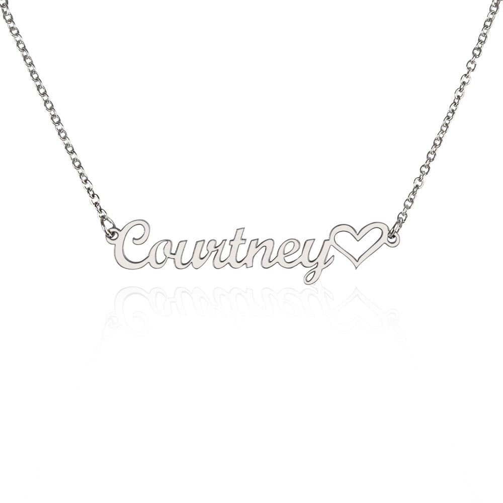 Personalized Classic Heart Name Necklace – Custom Cursive Gold or Silver Gift