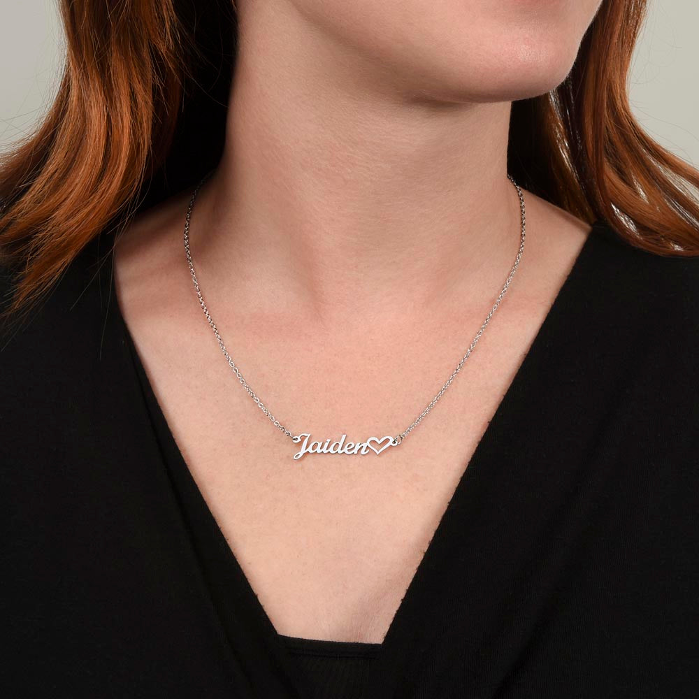 Personalized Classic Heart Name Necklace – Custom Cursive Gold or Silver Gift
