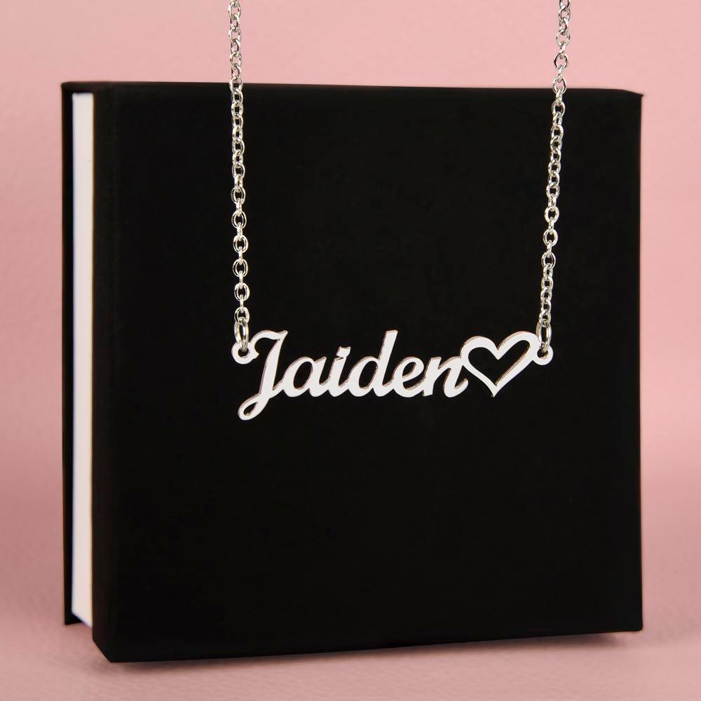 Personalized Classic Heart Name Necklace – Custom Cursive Gold or Silver Gift