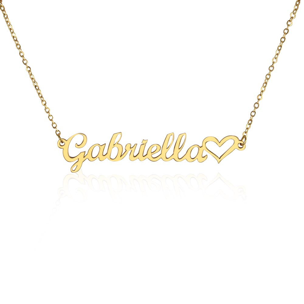 Personalized Classic Heart Name Necklace – Custom Cursive Gold or Silver Gift