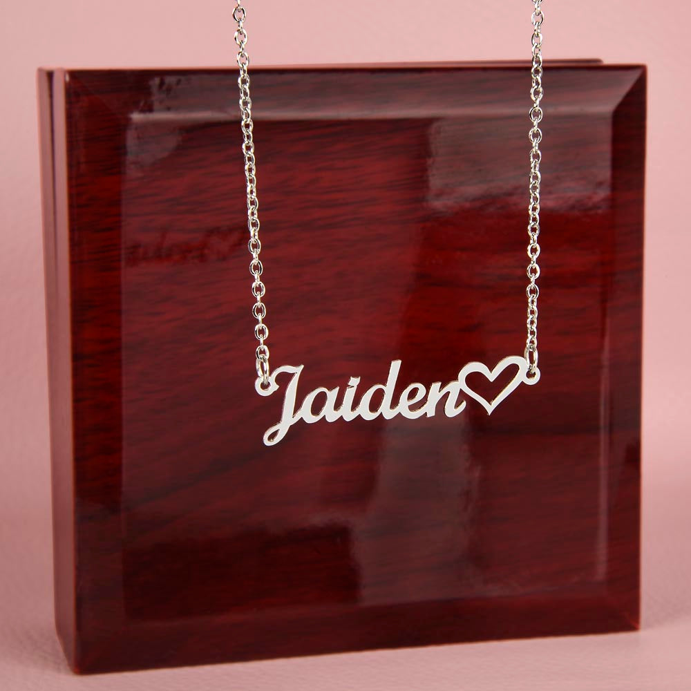 Personalized Classic Heart Name Necklace – Custom Cursive Gold or Silver Gift