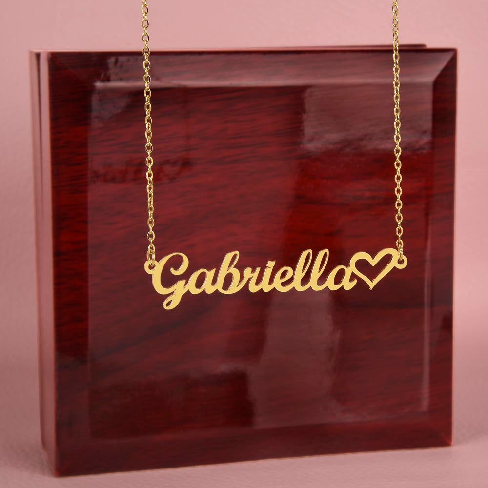 Personalized Classic Heart Name Necklace – Custom Cursive Gold or Silver Gift