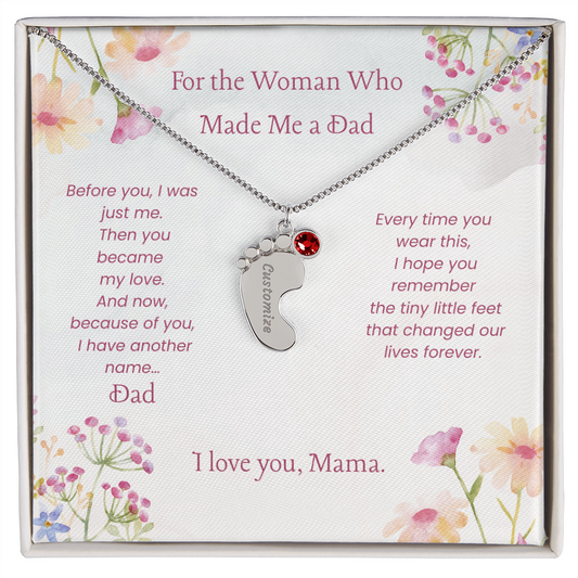 Custom Baby Feet Necklace with Birthstone