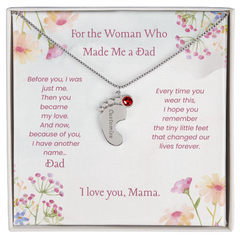Custom Baby Feet Necklace with Birthstone