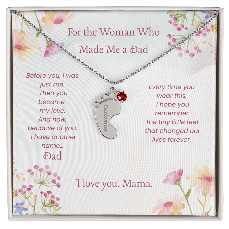 Custom Baby Feet Necklace with Birthstone