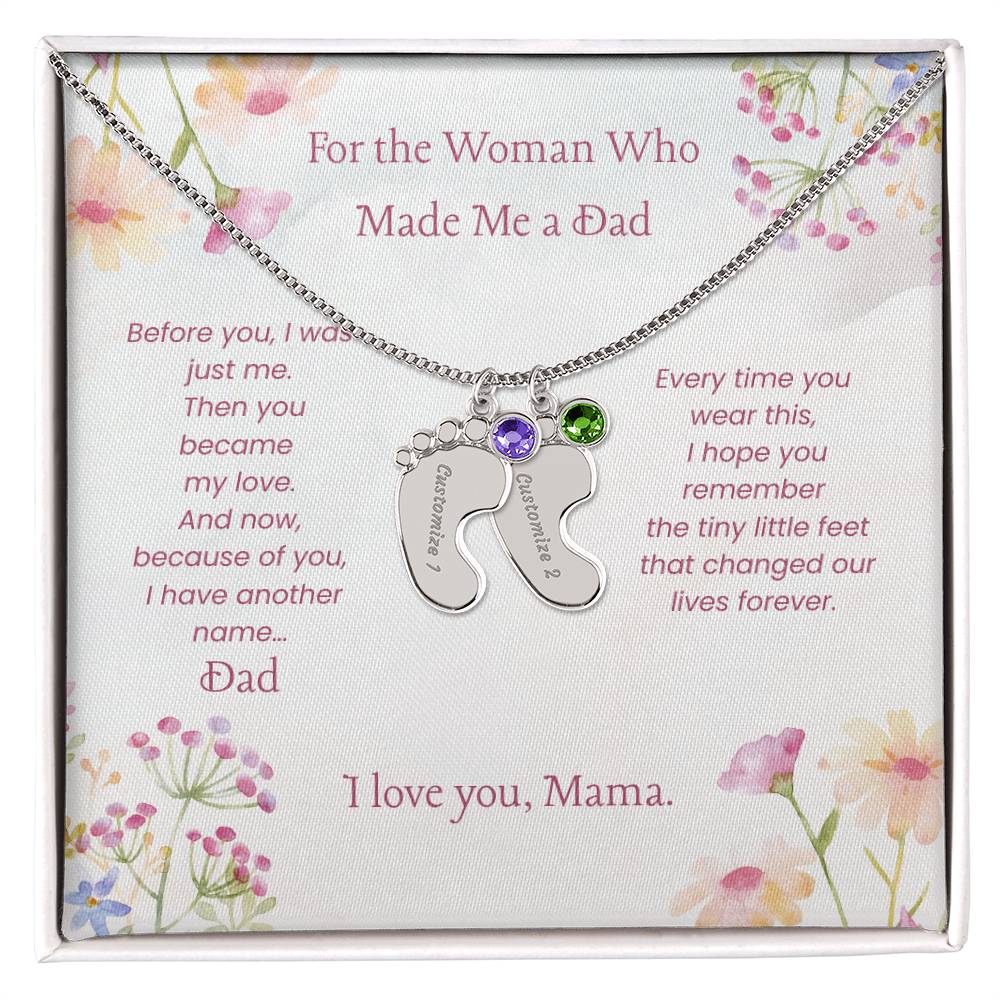 Custom Baby Feet Necklace with Birthstone