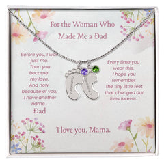 Custom Baby Feet Necklace with Birthstone