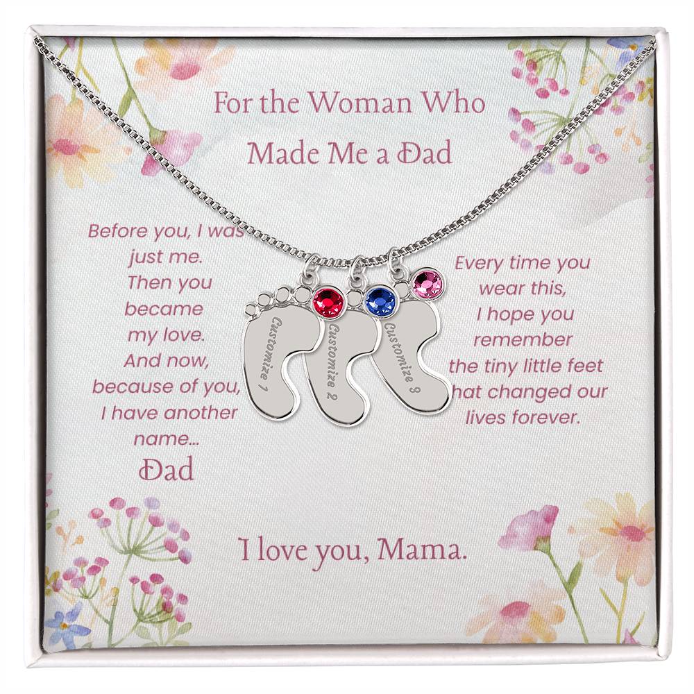 Custom Baby Feet Necklace with Birthstone