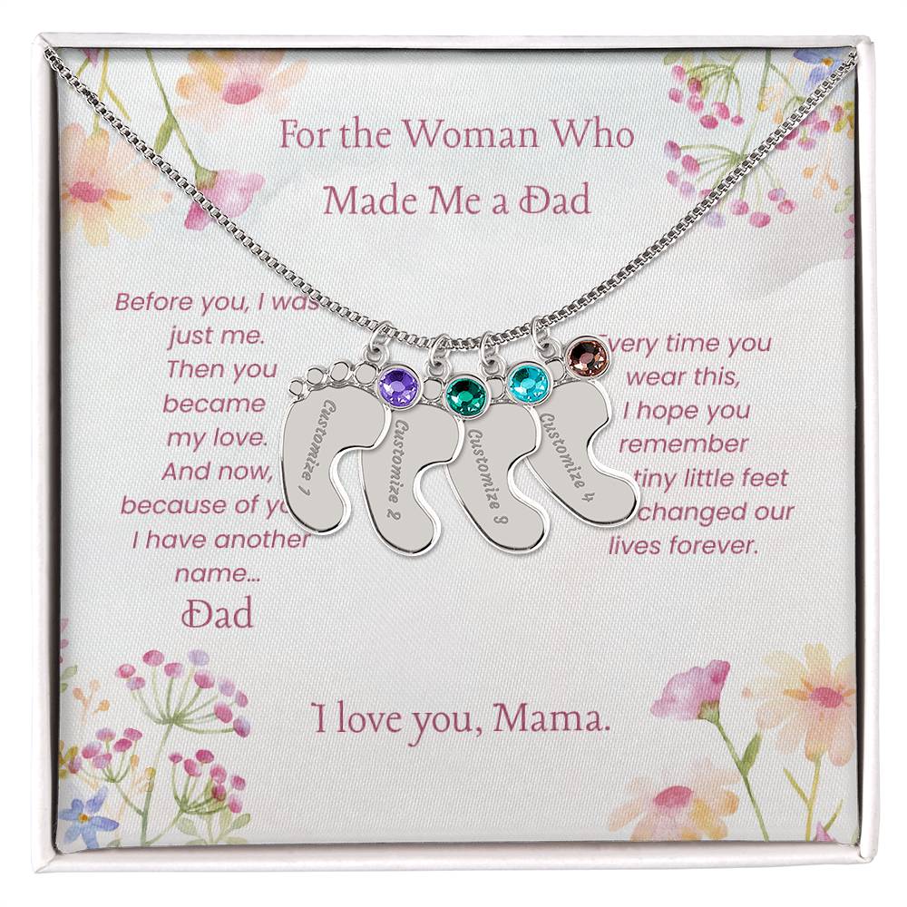 Custom Baby Feet Necklace with Birthstone
