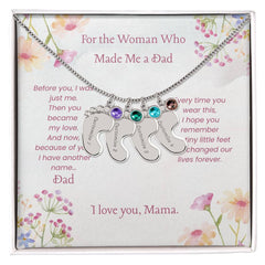Custom Baby Feet Necklace with Birthstone