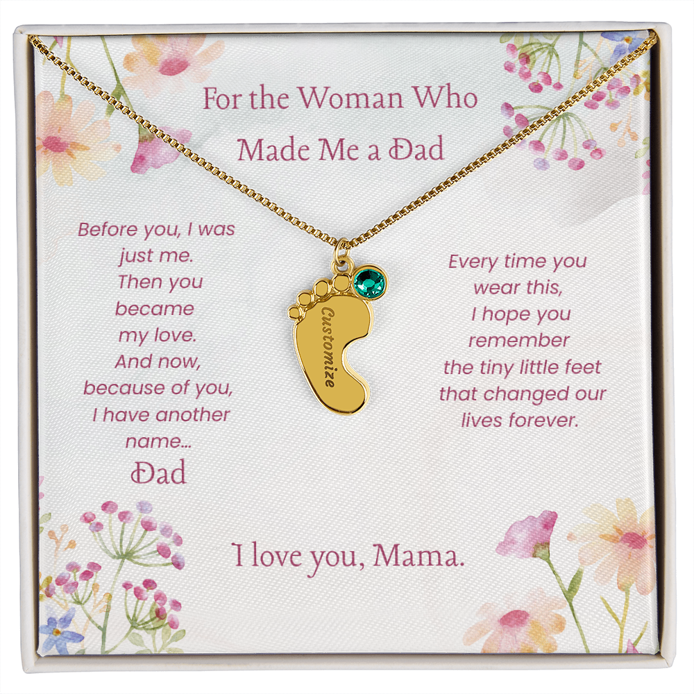 Custom Baby Feet Necklace with Birthstone