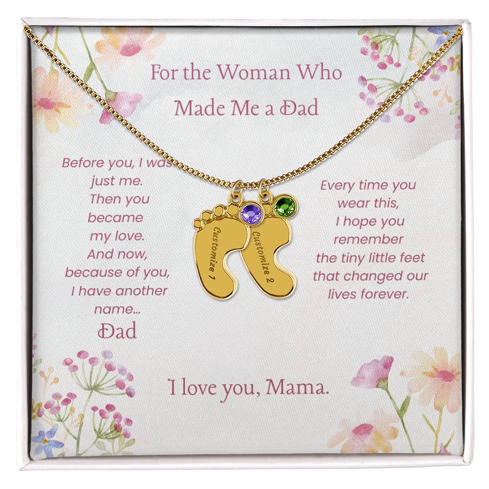 Custom Baby Feet Necklace with Birthstone