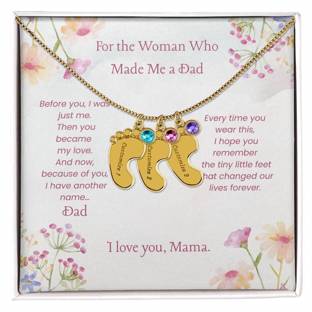 Custom Baby Feet Necklace with Birthstone