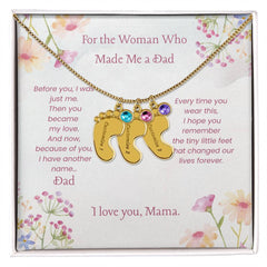 Custom Baby Feet Necklace with Birthstone