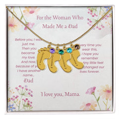 Custom Baby Feet Necklace with Birthstone