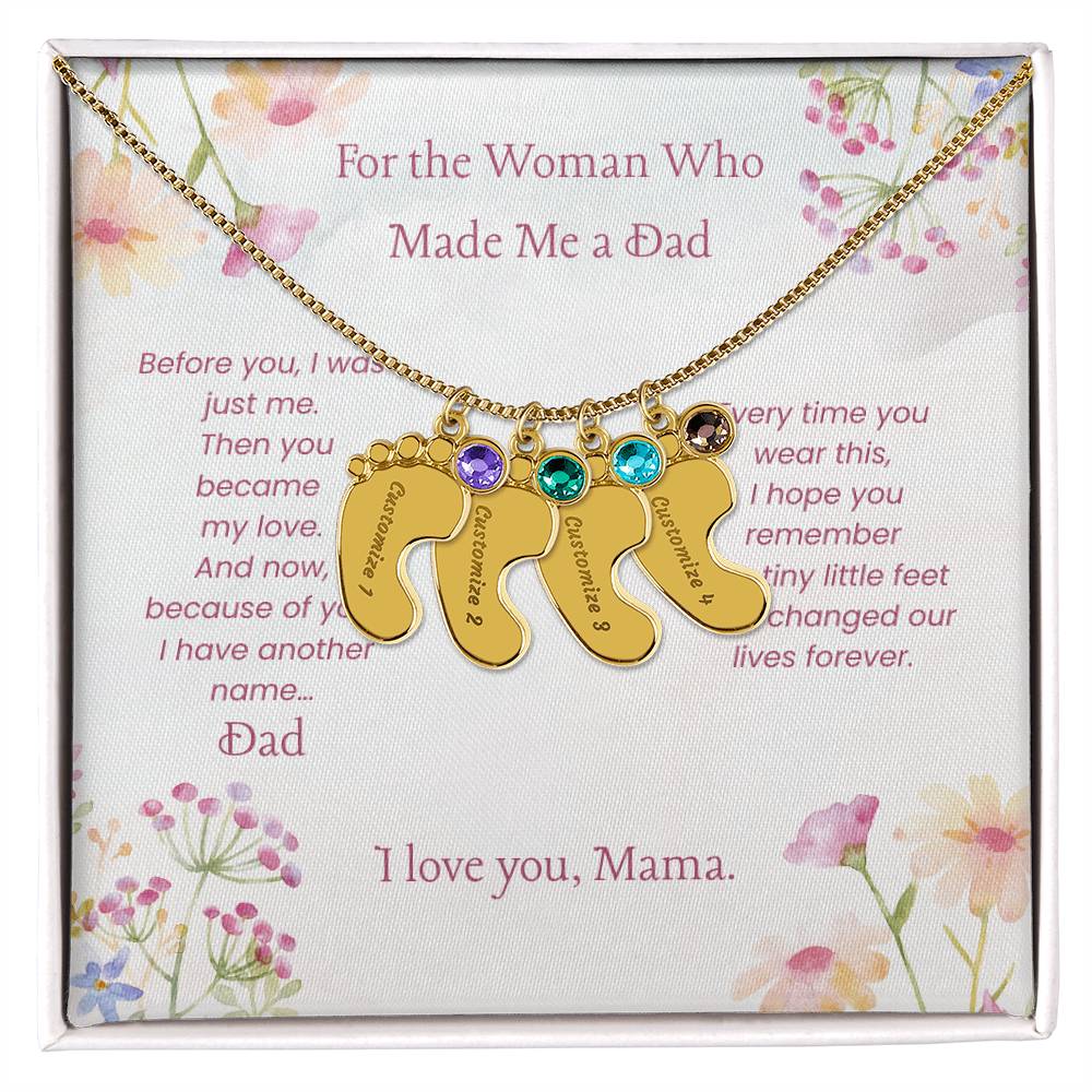 Custom Baby Feet Necklace with Birthstone