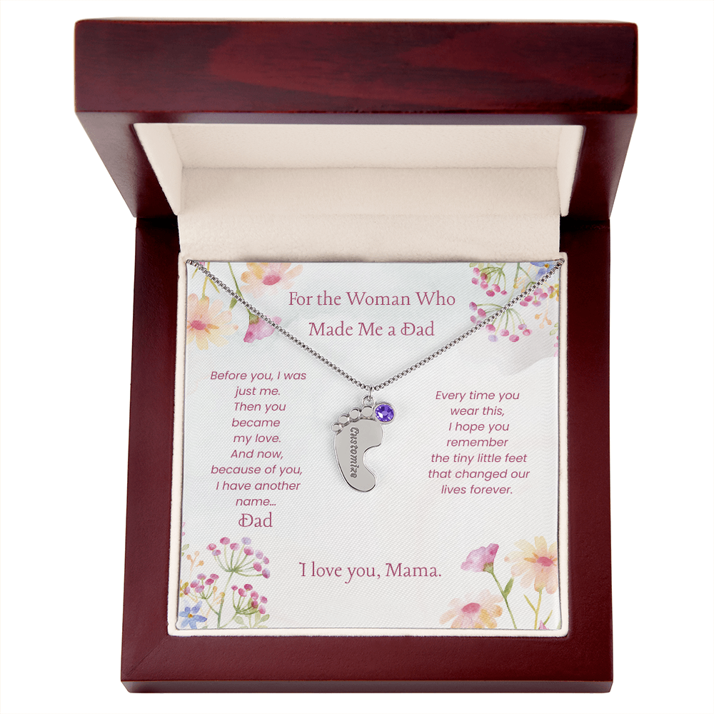 Custom Baby Feet Necklace with Birthstone