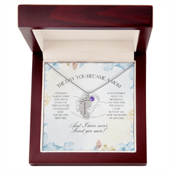 The Day You Became a Mom – Custom Baby Feet Necklace with Birthstone