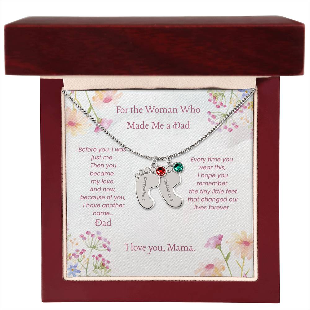Custom Baby Feet Necklace with Birthstone