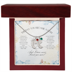 The Day You Became a Mom – Custom Baby Feet Necklace with Birthstone