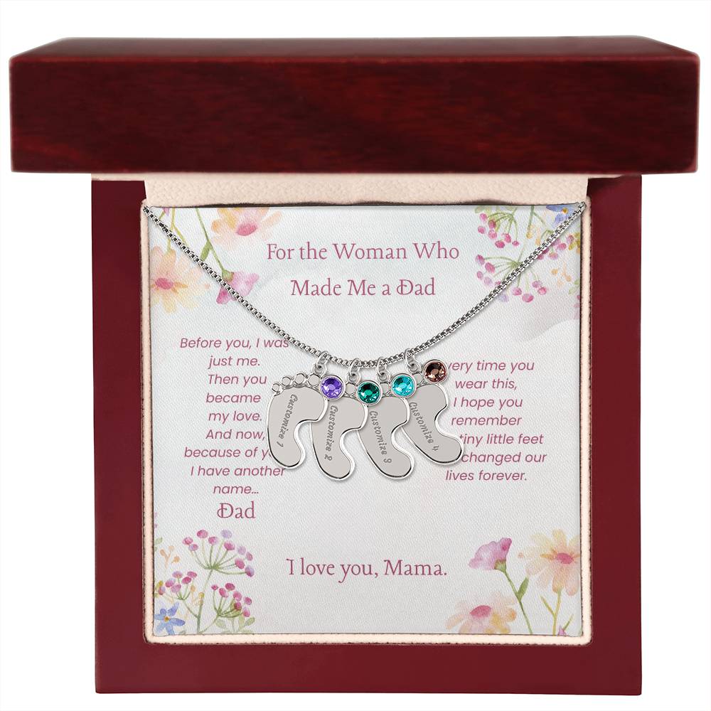 Custom Baby Feet Necklace with Birthstone