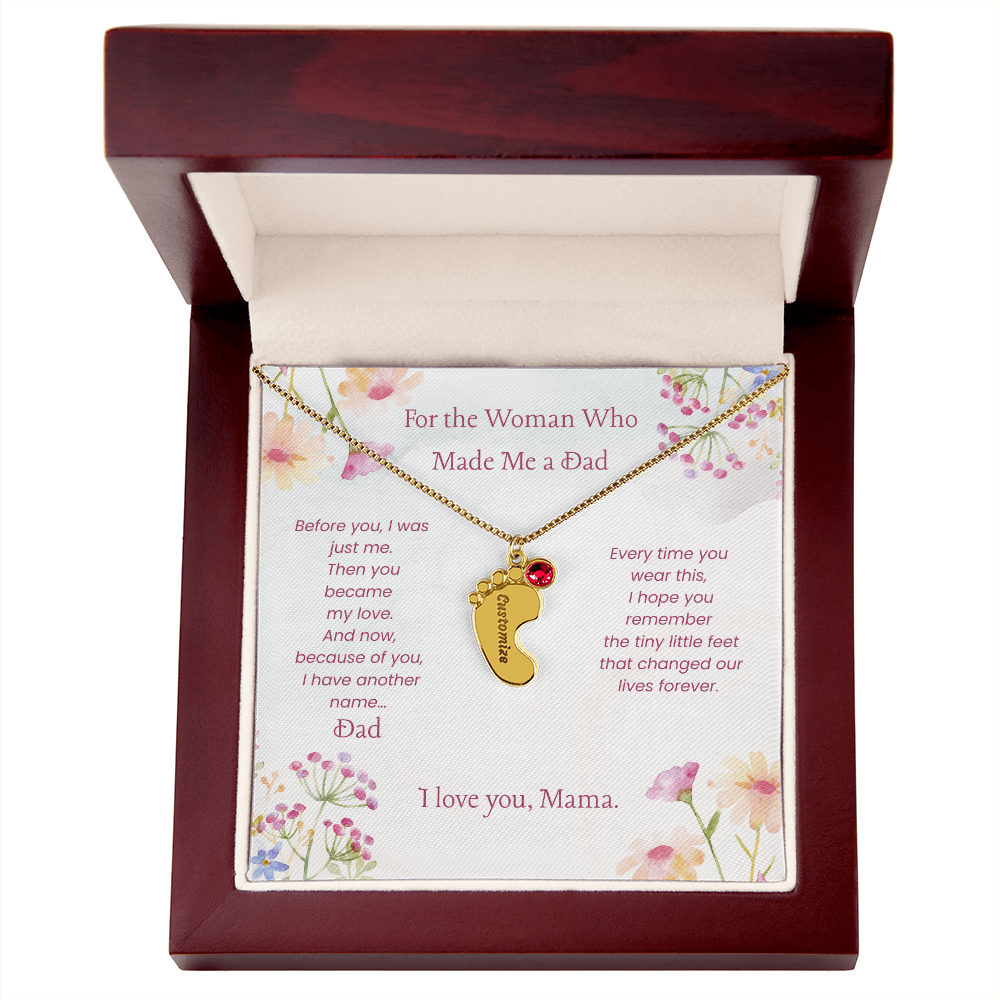 Custom Baby Feet Necklace with Birthstone