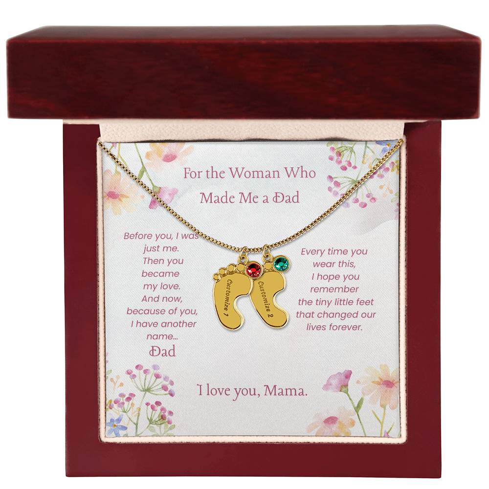 Custom Baby Feet Necklace with Birthstone