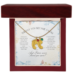 The Day You Became a Mom – Custom Baby Feet Necklace with Birthstone