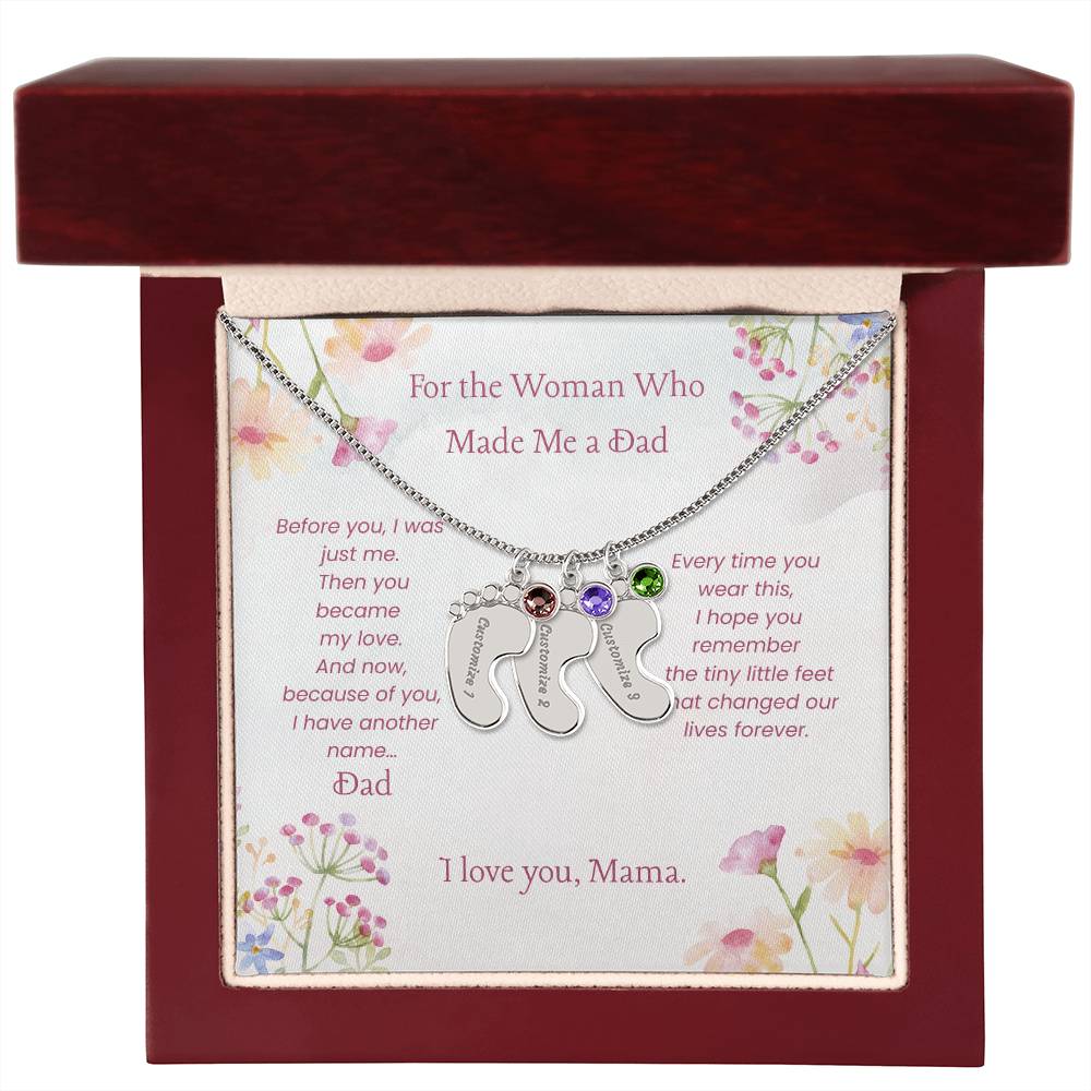 Custom Baby Feet Necklace with Birthstone