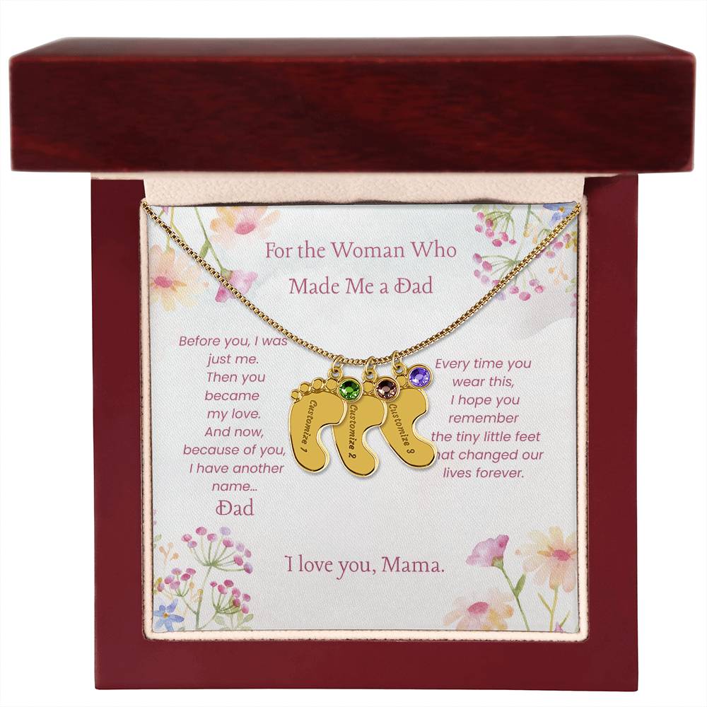 Custom Baby Feet Necklace with Birthstone
