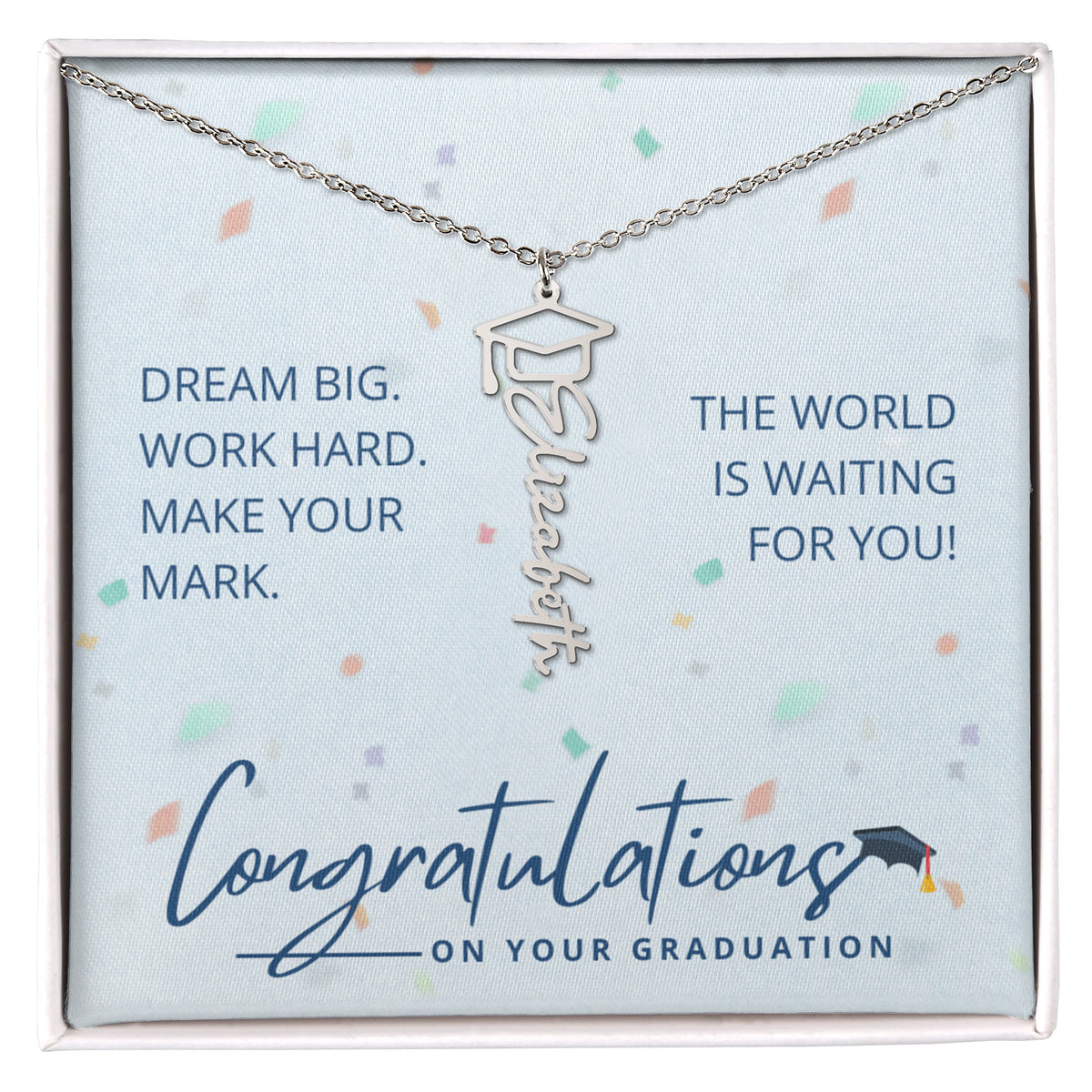 Personalized Graduation Cap Name Necklace – Custom Graduate Gift