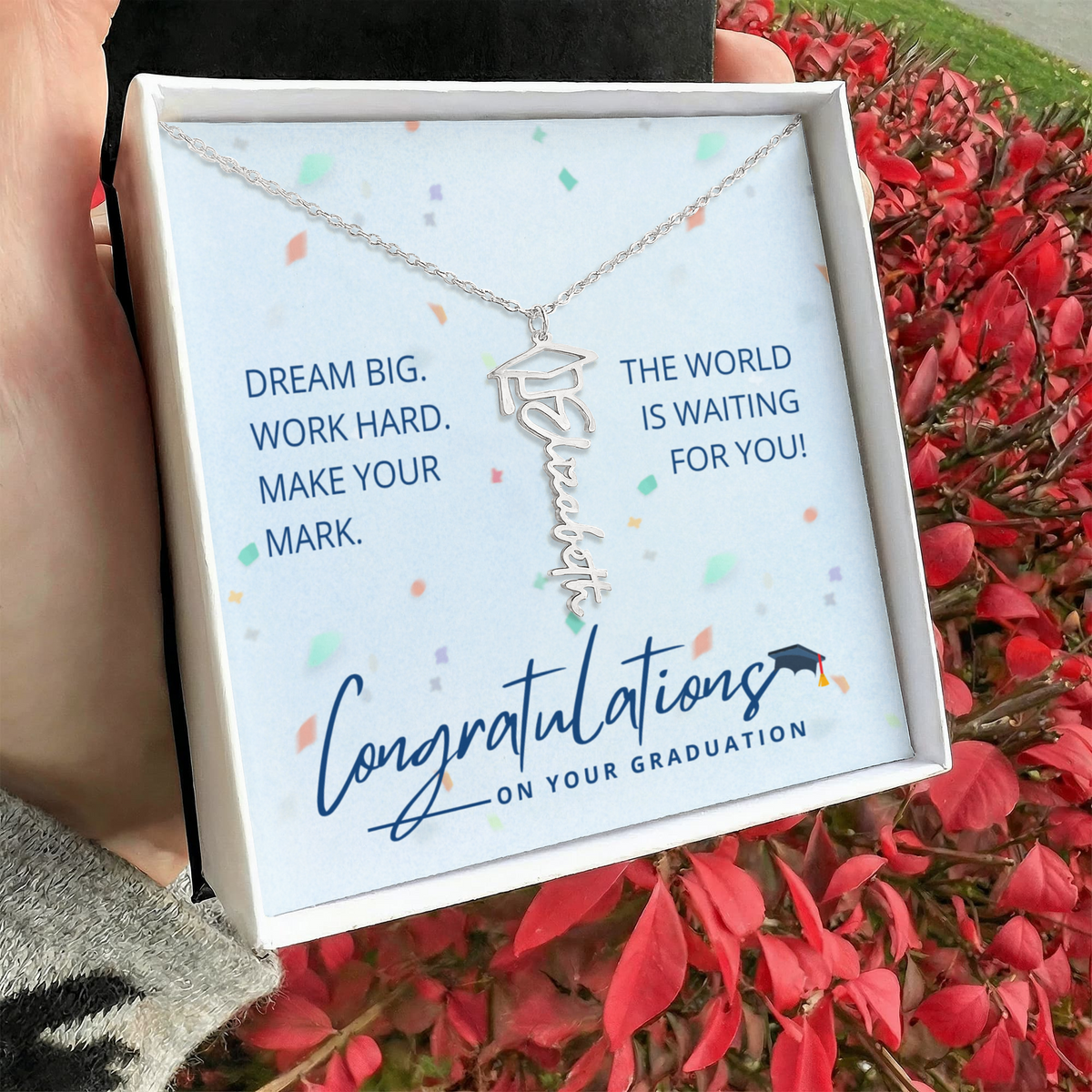 Personalized Graduation Cap Name Necklace – Custom Graduate Gift