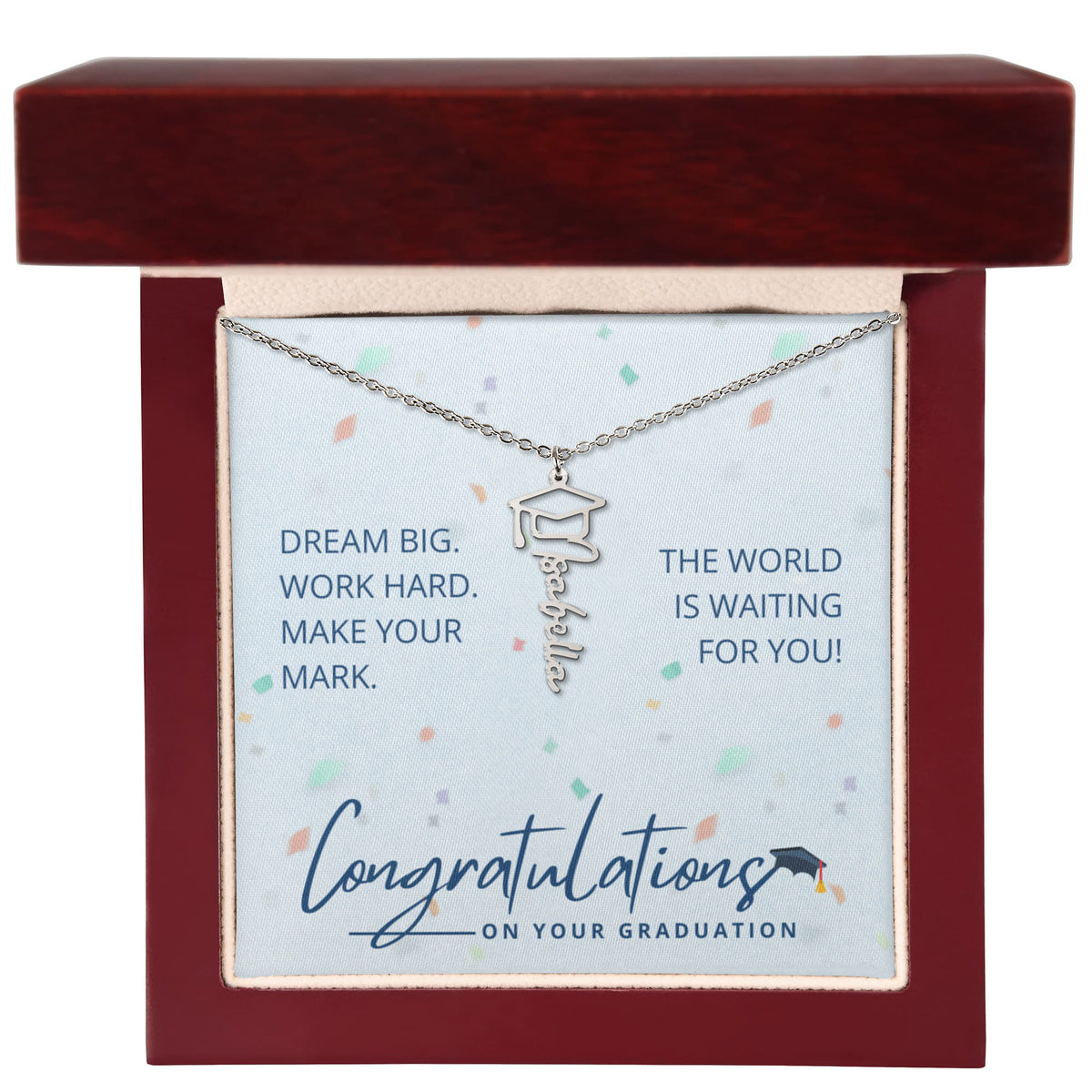 Personalized Graduation Cap Name Necklace – Custom Graduate Gift