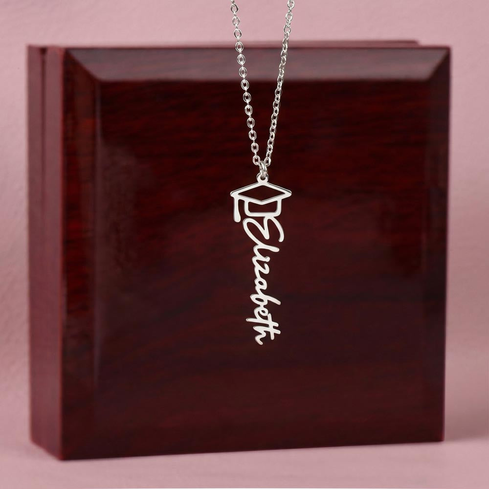 Personalized Graduation Cap Name Necklace – Custom Graduate Gift