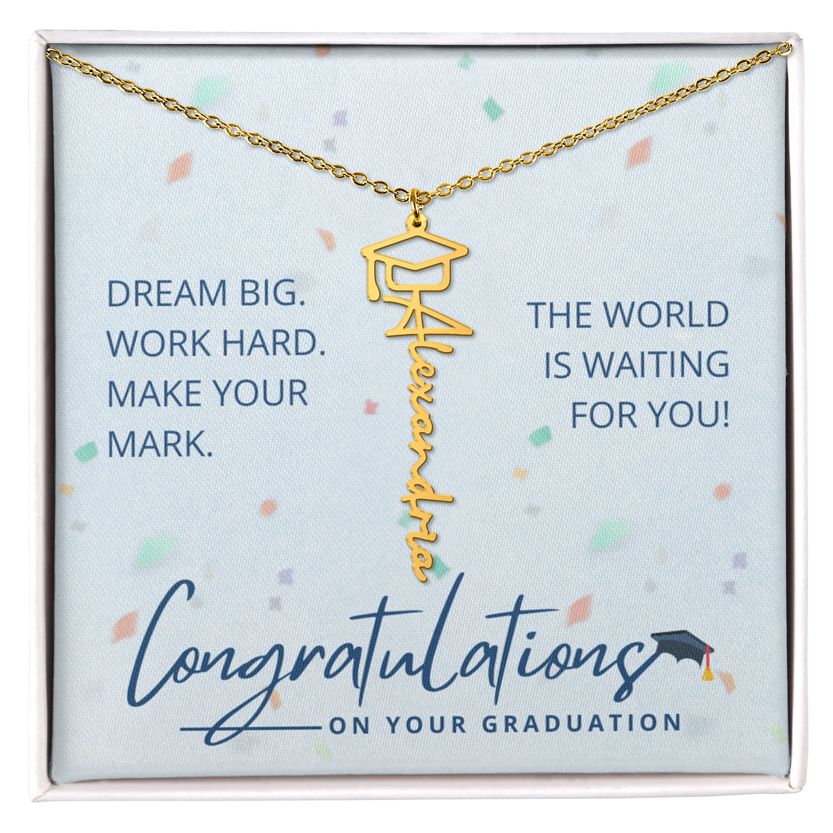 Personalized Graduation Cap Name Necklace – Custom Graduate Gift