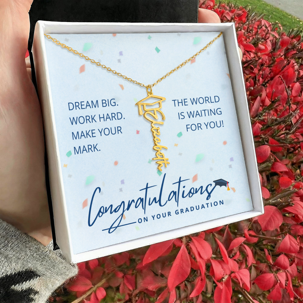 Personalized Graduation Cap Name Necklace – Custom Graduate Gift