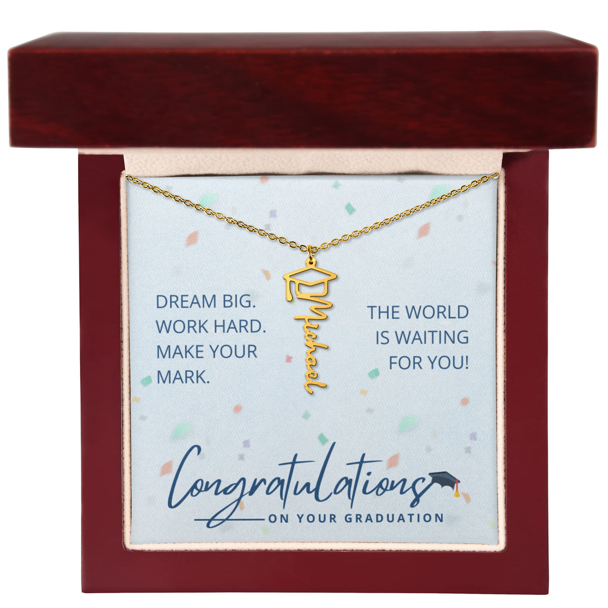 Personalized Graduation Cap Name Necklace – Custom Graduate Gift