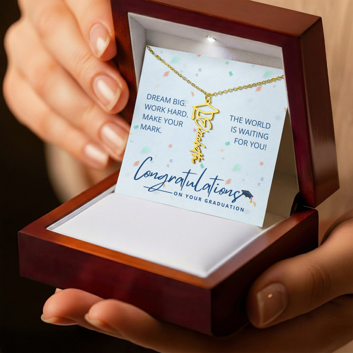 Personalized Graduation Cap Name Necklace – Custom Graduate Gift