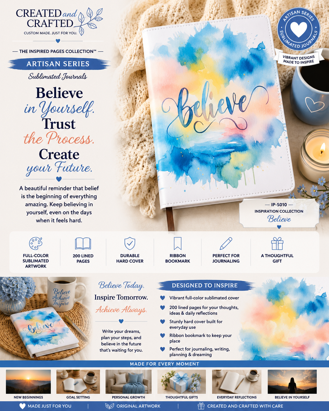 Believe Journal - Colorful Paint Splash A5 Notebook Motivational Gift