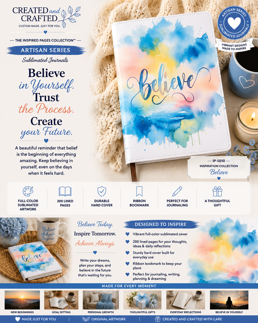 Believe Journal - Colorful Paint Splash A5 Notebook Motivational Gift