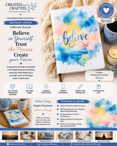 Believe Journal - Colorful Paint Splash A5 Notebook Motivational Gift