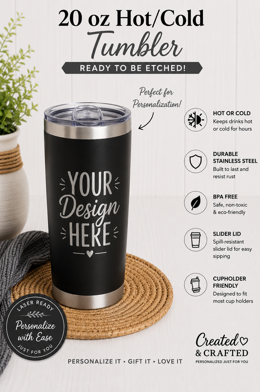 Personalized 20 oz Insulated Tumbler – Custom Etched Name Gift