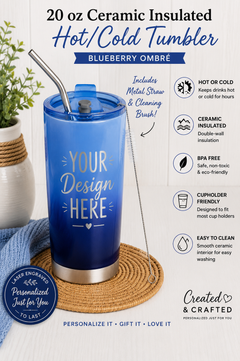 Personalized 20 oz Ceramic-Lined Insulated Tumbler