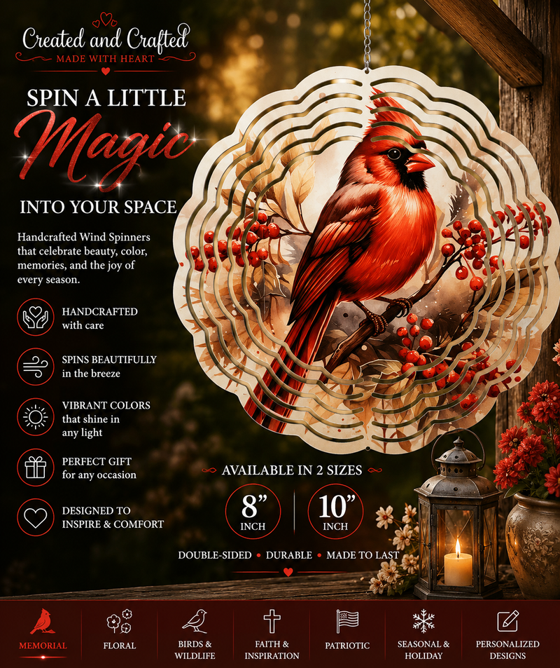 Cardinal Wind Spinner – 8 Inch Garden Gift